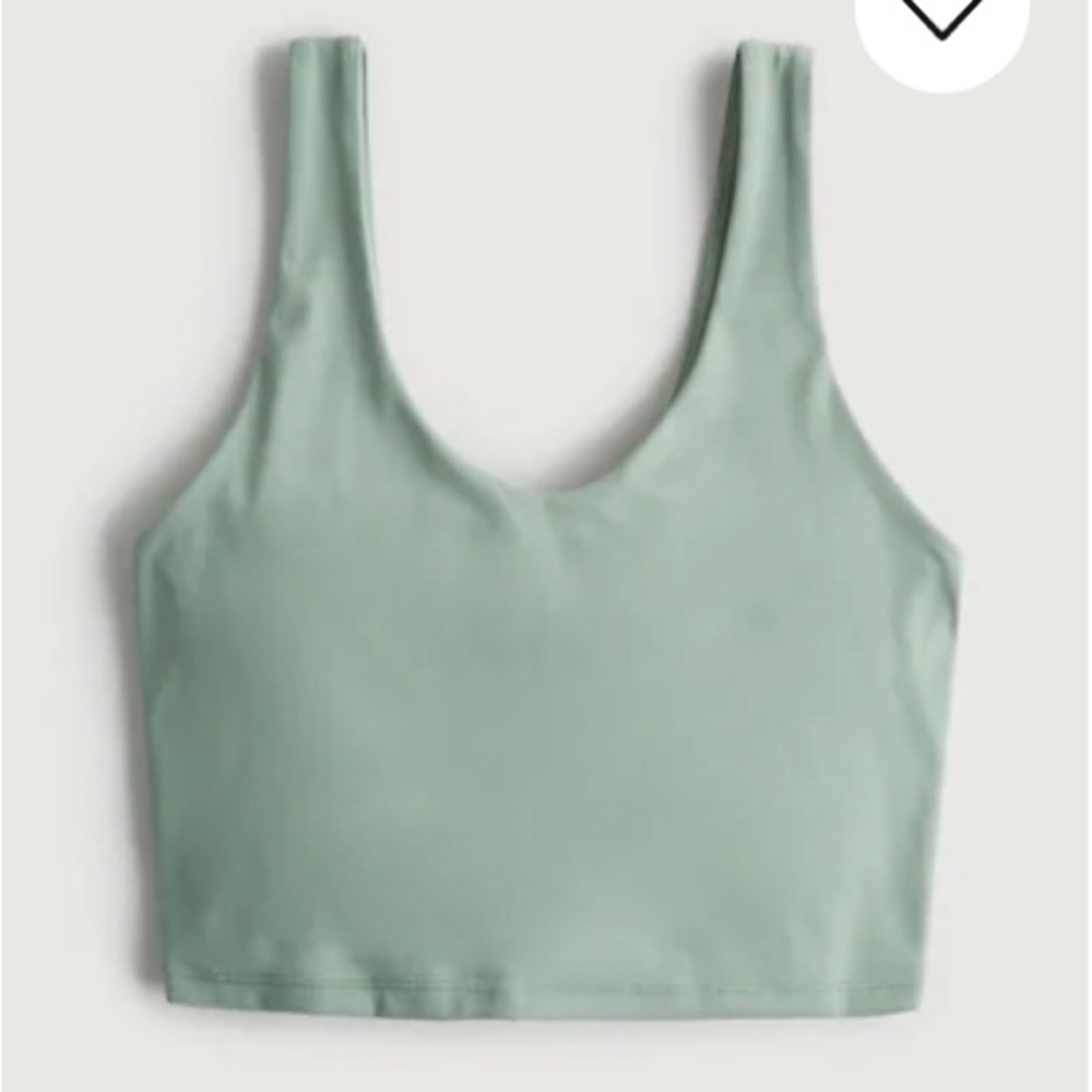 Sage green v-neck crop top with padding from social tourist by Hollister